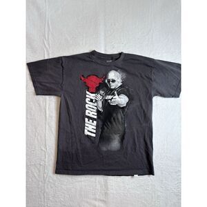 WWE By Hybrid The Rock  Grey Short Sleeve Shirt Youth XL Stains  *‎